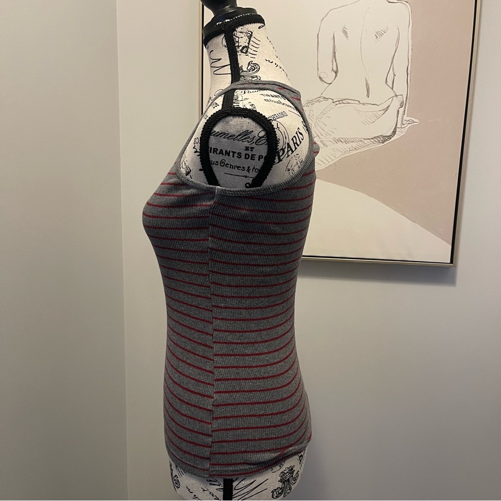 Blue notes Striped Gray and Red Women's Tank Top Size small - Picture 3 of 6